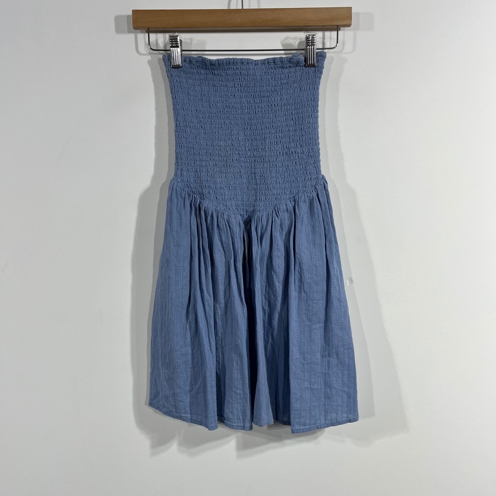 Aeropostale Y2K Fisherman Old Money Smocked Strapless Basque Waist Dress Small